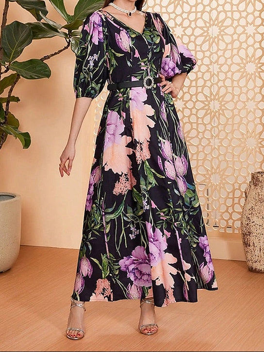 Dress Mother Elegant V Floor Length of the Bride A-Line Neck