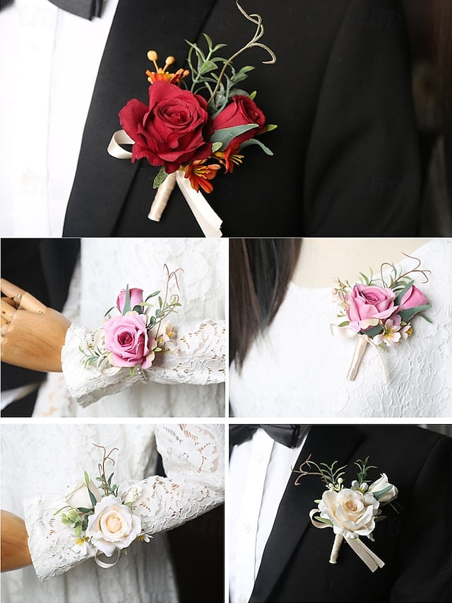 – Corsage Elegant and Wedding Boutonniere Artificial Wrist