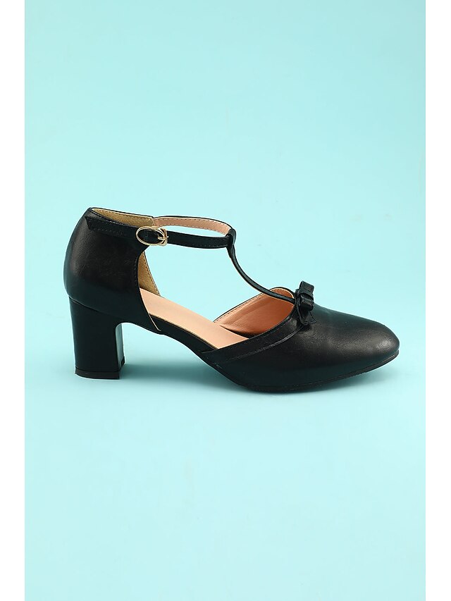 Vintage heels Roaring 1950s Chunky 20s T-strap Retro Shoes Heels