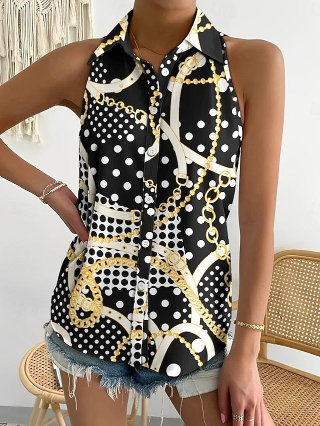 Women's Shirt Blouse Buttons Graphic Stylish Classic Modern