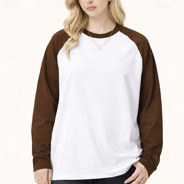 Women's Oversized Tee Raglan T Shirt 100% Cotton Patchwork