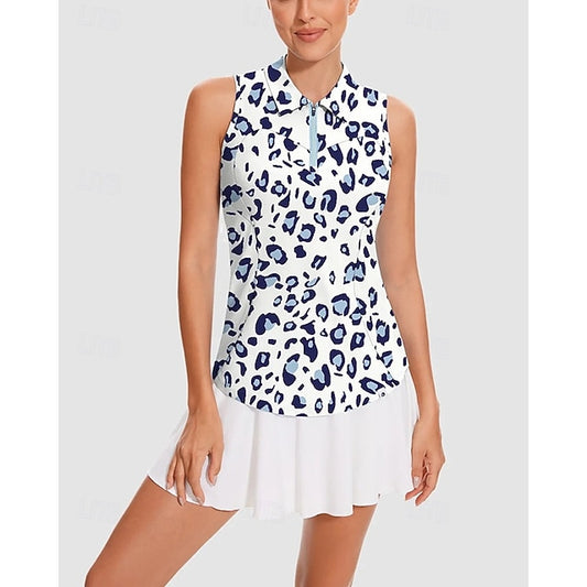 Women's Leopard Tennis Shirt Sleeveless Print UPF50+ Quick
