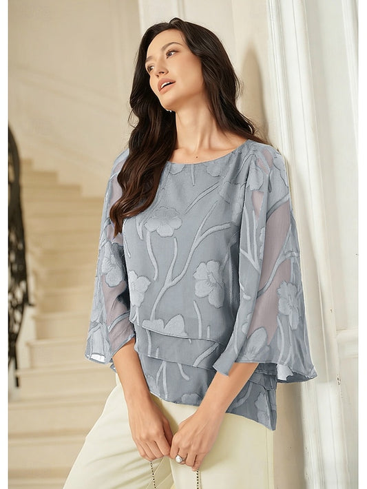 Women's Lace Shirt Blouse Dressy Tops Chiffon Tops