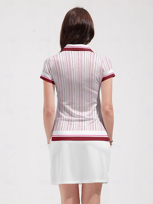 Women's Golf Polo Shirt Pink Short Sleeve Top Ladies Golf