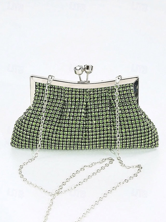 – Rhinestone Women's Clutch Vintage Purse Sage Green