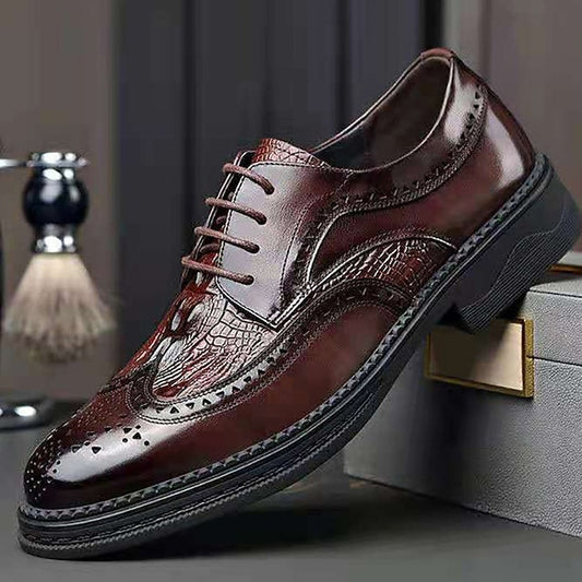 Shoes Brogue Brown Crocodile Men's - Oxford Leather