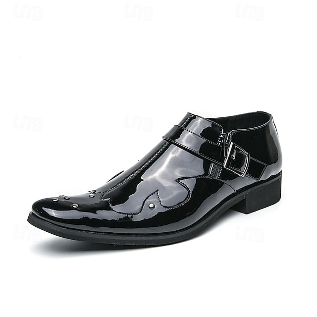 Strap Shoes Leather Men's – Formal Monk Black