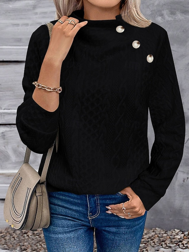 Women's Blouse Buttons Floral Stylish Casual Long Sleeve