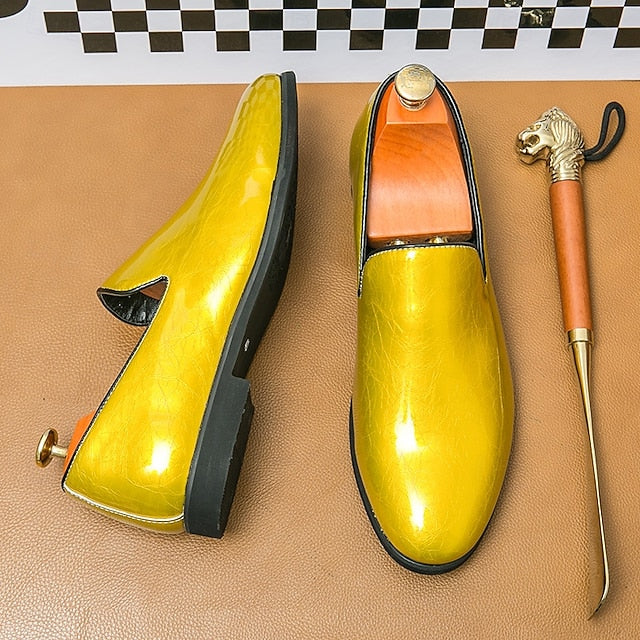 Slip-On Metallic Shiny – Men's Loafers Gold Fashionable