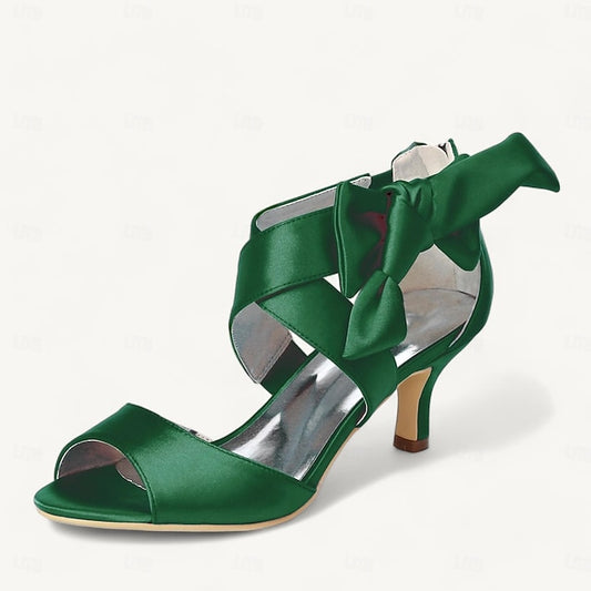 Shoes Bridal Women's Bowknot Kitten Wedding Open Heel