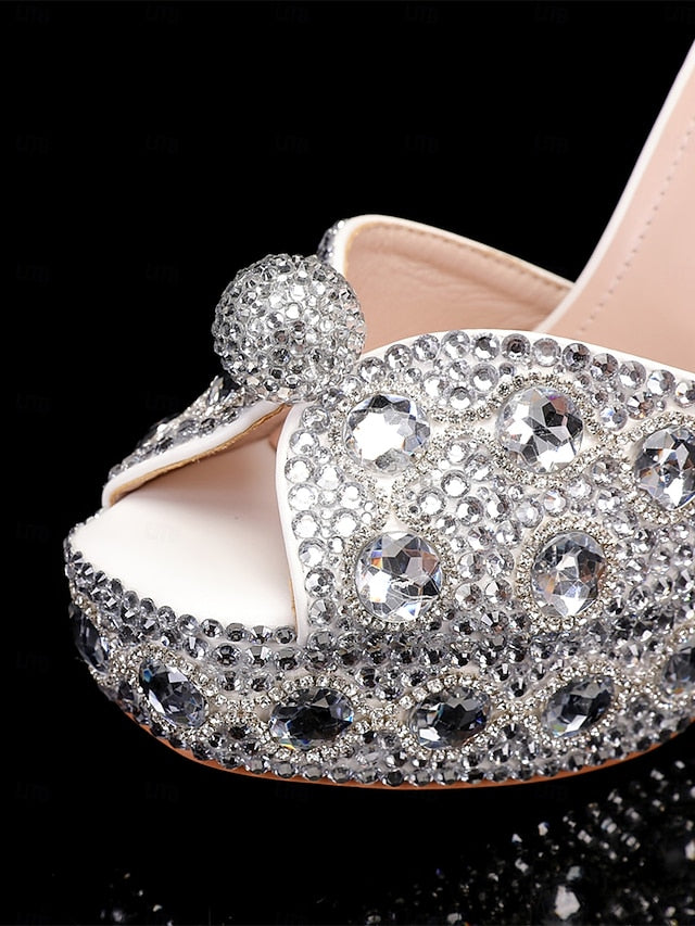 Glamorous Crystal-Embellished Women's with Sandals Platform