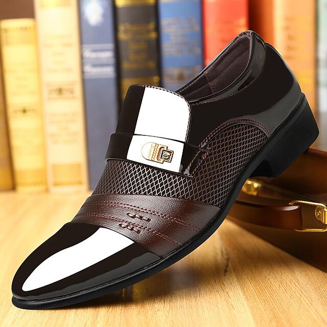 – Men's Patent Leather Formal Loafers Slip-On Faux