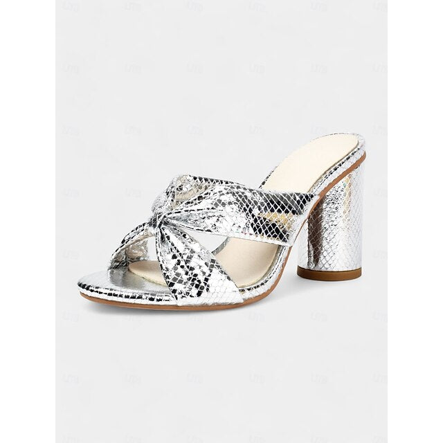 Design – Mules Women's Pink Bridal with Bow Metallic