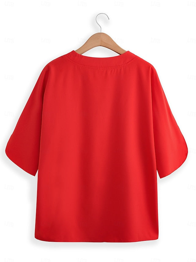 Blouse Dressy Tops Women's Black White Yellow Solid / Plain