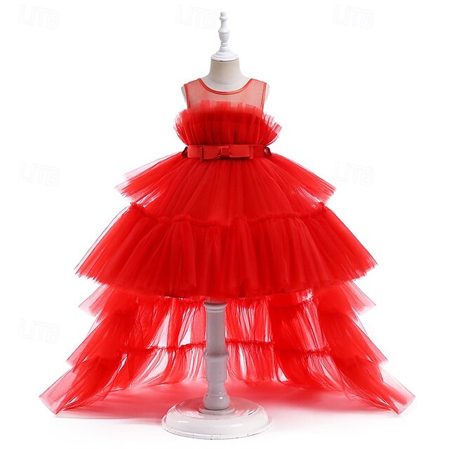 Kids Girls' Dress Color Solid Party Sleeveless Performance