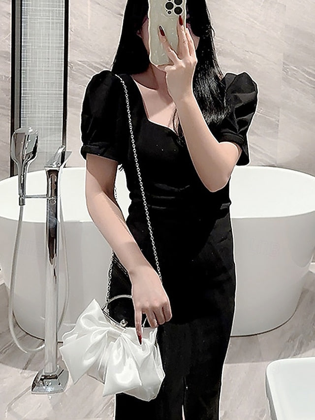 Clutch Evening – Bow Bag Women's Satin Pearl Elegant