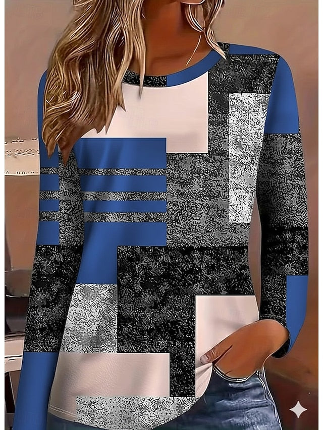 Women's T Shirt Print Graphic Geometric Fashion Casual Long