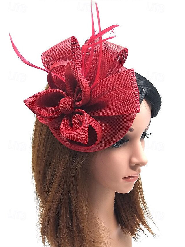 Women's Fascinator and Feather Bow Hat Green Accents with
