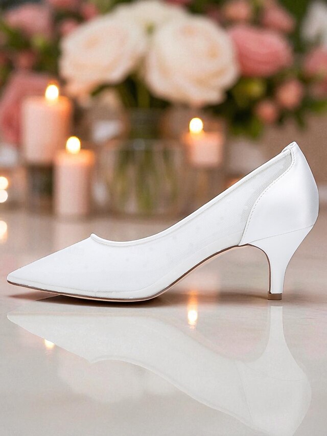 and White Mesh Wedding with Polka Women's Low Dot Shoes