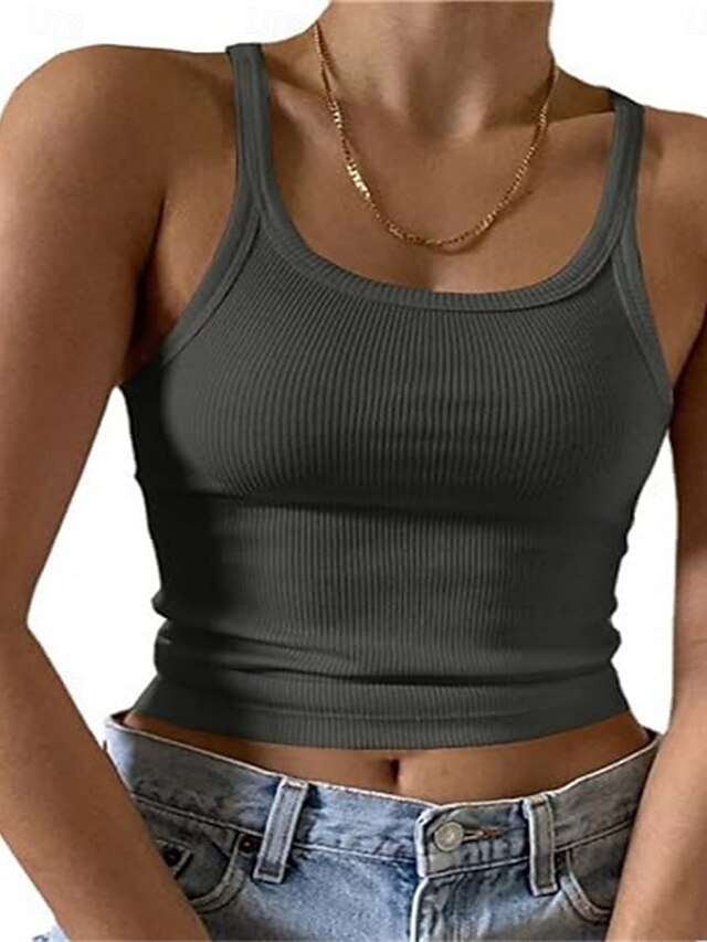 Women's Tank Top Sleeveless Shirt Tee Top Solid Color