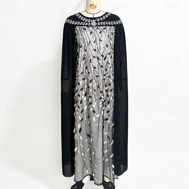 A-Line Crew Neck Cape of the Elegant Mother Bride Dress