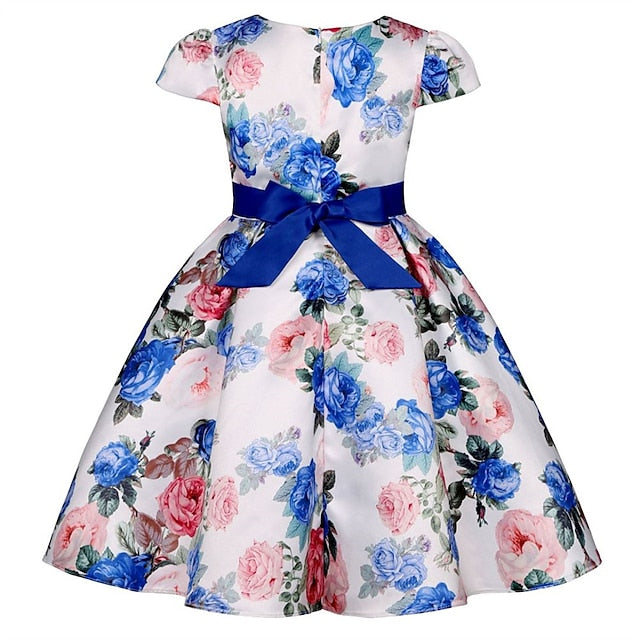 Party Floral Sleeve Kids Girls' Short Dress Flower