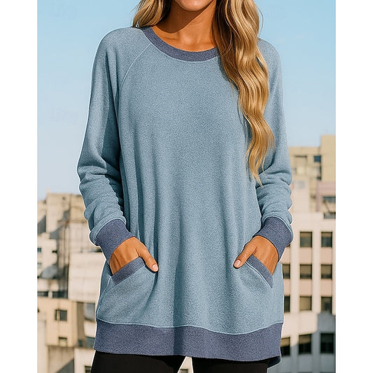 Women's Pullover Sweatshirt Casual Tops with Pockets Long