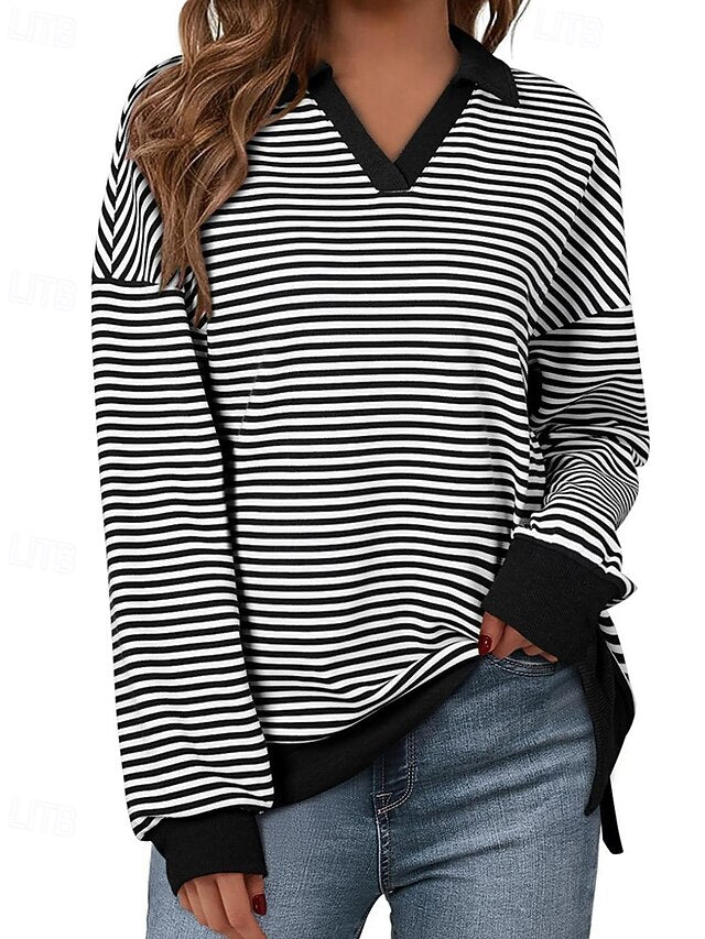 Women's T Shirt Tee Top Striped Fashion Stylish Classic