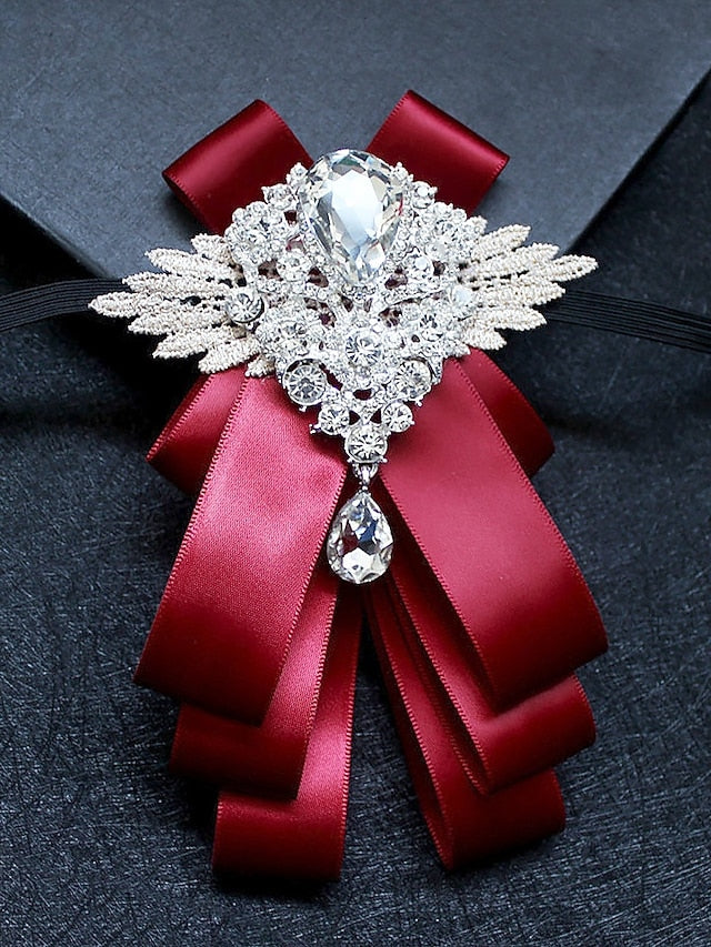 Pin Crystal Luxury Bow Ribbon - Brooch Men's Tie Elegant