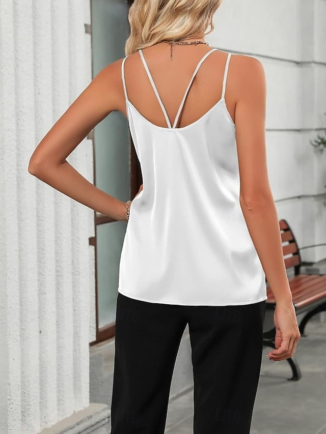 Women's Tank Top Sleeveless Shirt Tee Top Solid Color