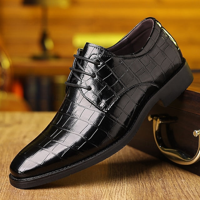 – Crocodile Faux Shoes Print Men's Leather Green Oxford