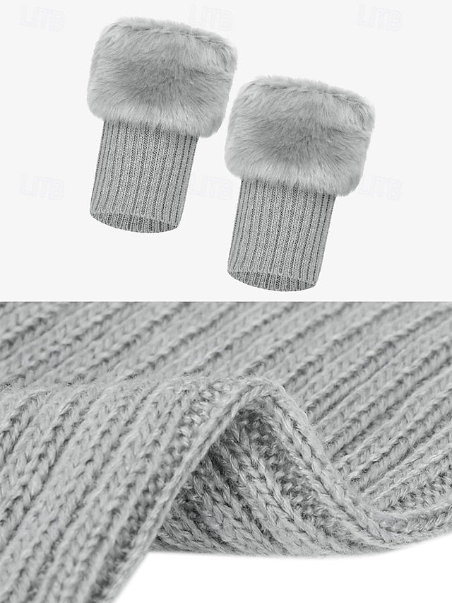 Faux Fur Boot Cuff Warmers – Cozy Knit Boot Socks with Fluffy