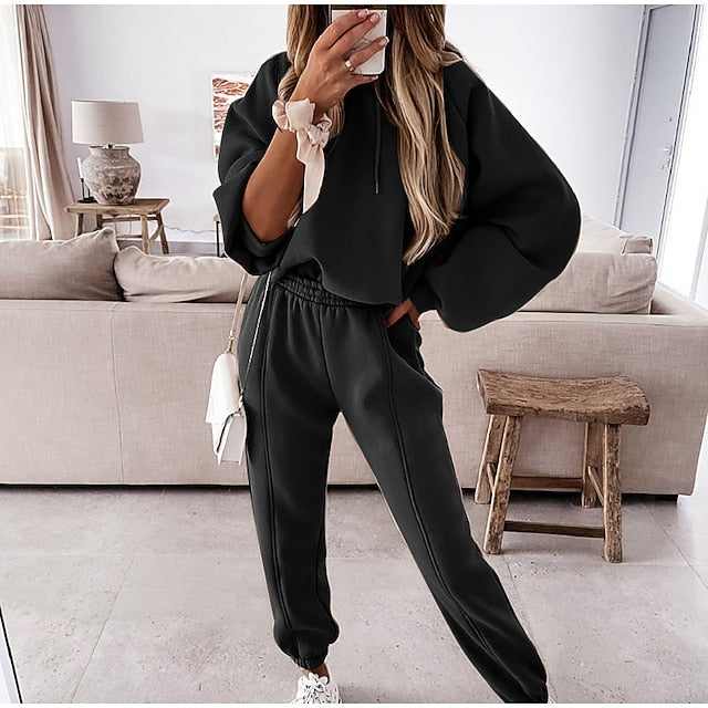 Women's Tracksuit Pants Sets Sweatshirt Long Sleeve Hooded