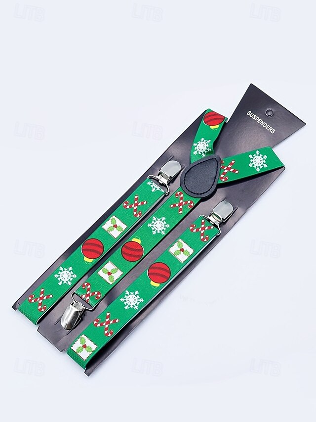 Men's Suspenders Snowman Christmas with
