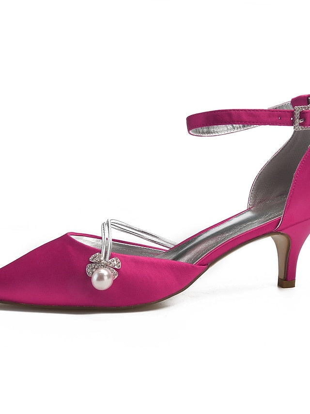 Heels Women's Kitten with Satin and Blue Pearl Dark