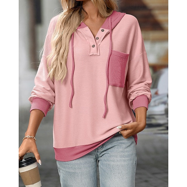 Women's Pullover Sweatshirt Casual Hoodies Drawstring with