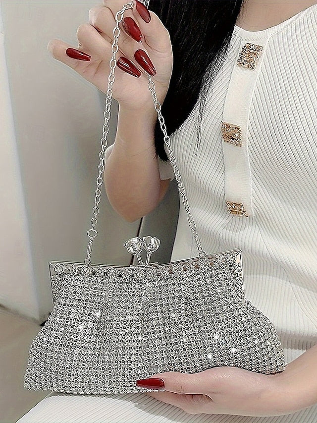 – Rhinestone Women's Clutch Vintage Purse Sage Green