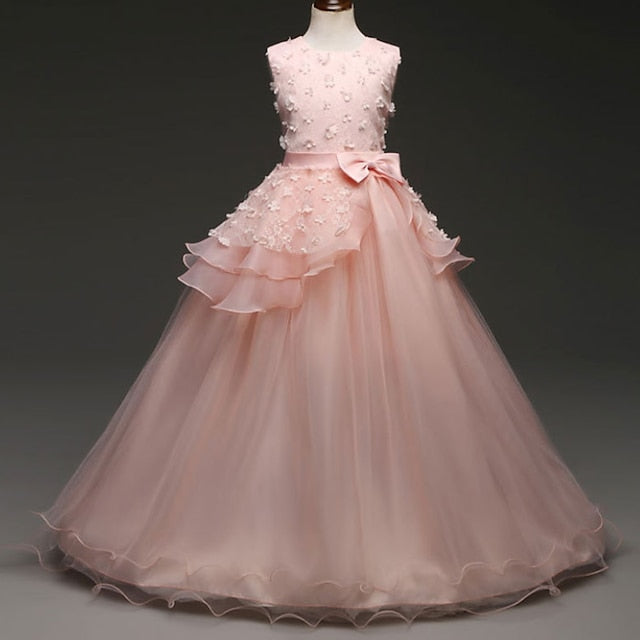 Colored Solid Flower Girl Kids Girls' Dress