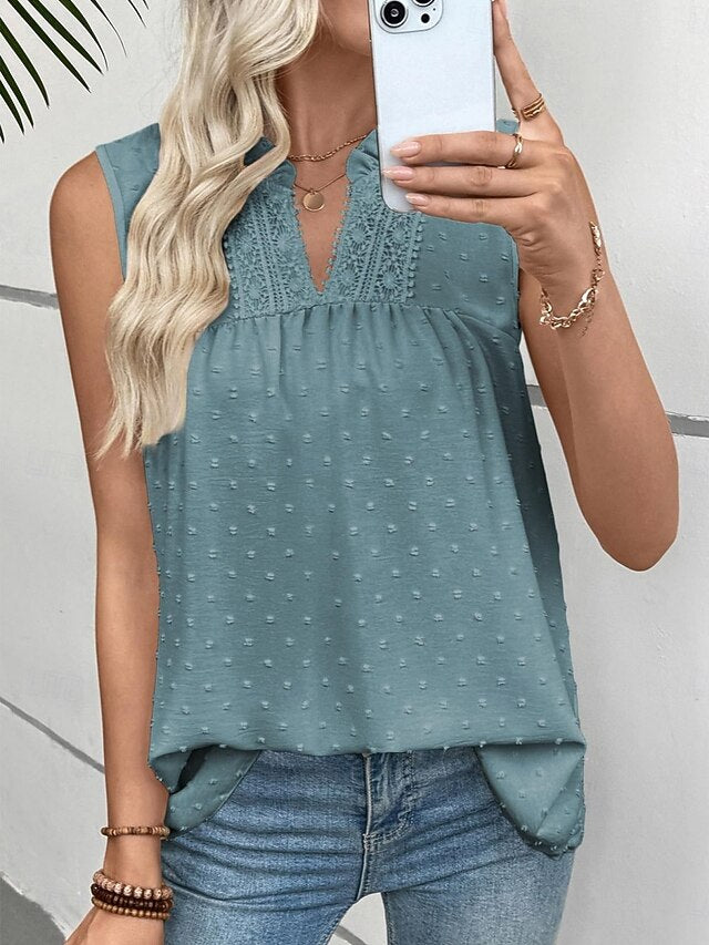 Women's T Shirt Tee Top Lace Patchwork Plain Fashion