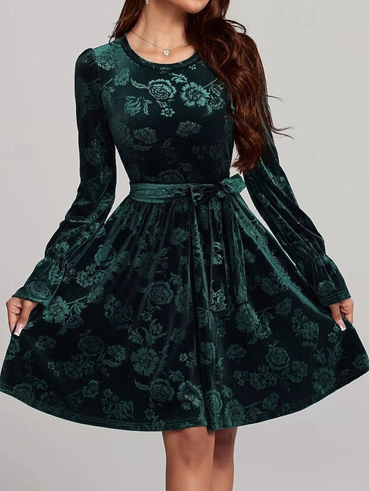 Women's Midi Dress Velvet Dress Cocktail Dress Elegant