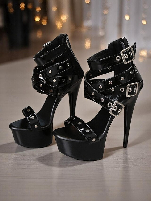with High White Women's Straps Platform Buckled and Heels