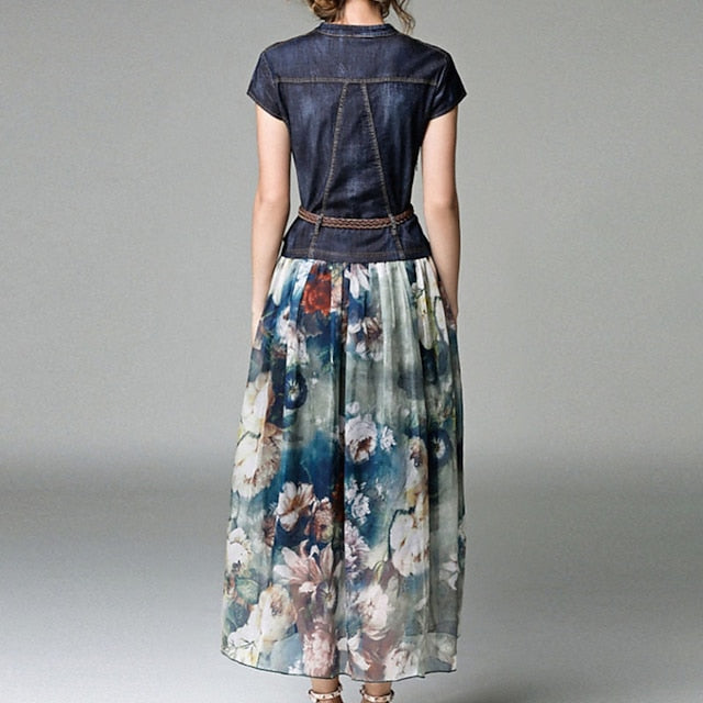 Women's Denim Dress Swing Dress Modern Dress Maxi long