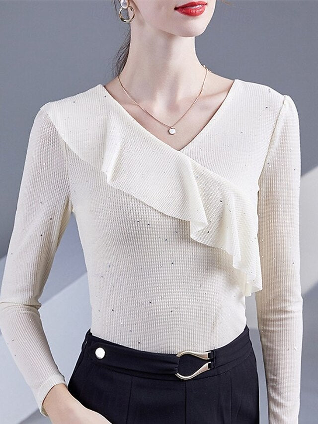 Women's Dressy Tops Elegant Black White Red Fall Winter