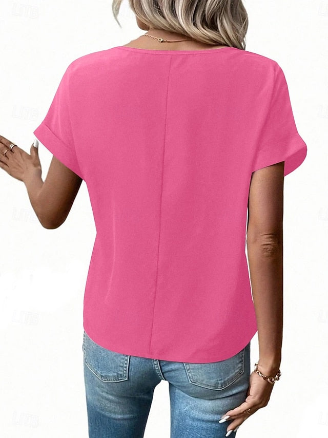 Women's T Shirt Tee Top Zipper Plain Fashion Stylish