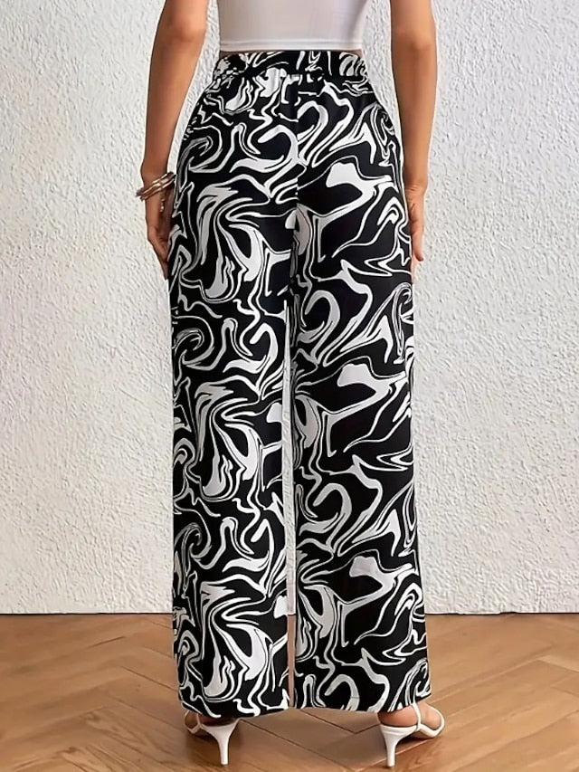 Women's Wide Leg Pants Trousers Fashion Long Graphic Wide