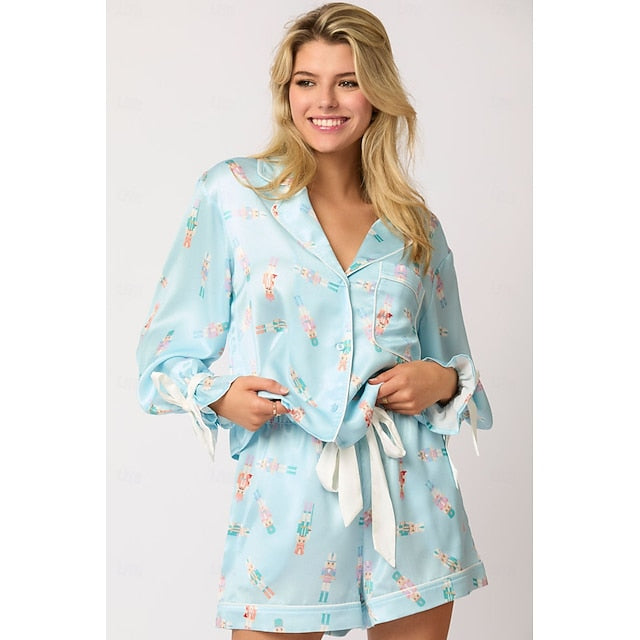 Santa Claus Sleepwear Pajamas Satin Pajama Women's Cosplay