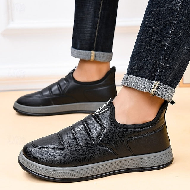 Loafers Boots PU Winter Slip-Ons lined Fleece Men's