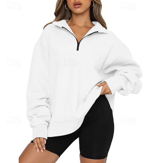 Women's Track Top Pullover Quarter Zip Long Sleeve Top