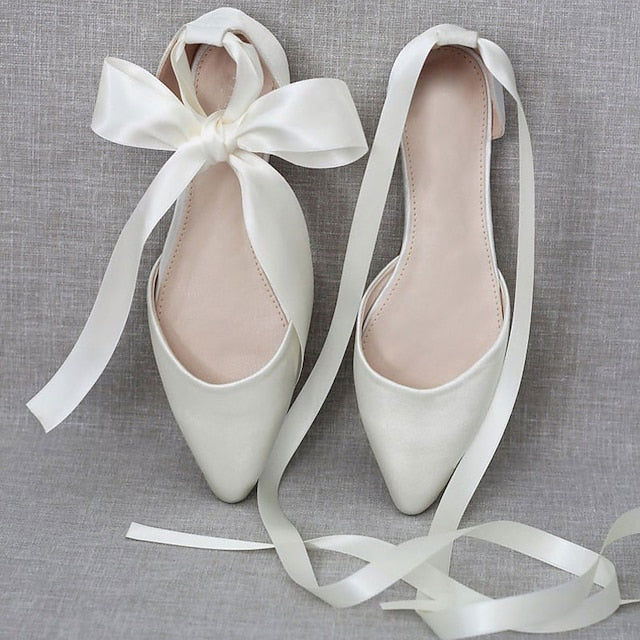 Women's Ballet – Tie Ribbon Flats Comfortable Satin