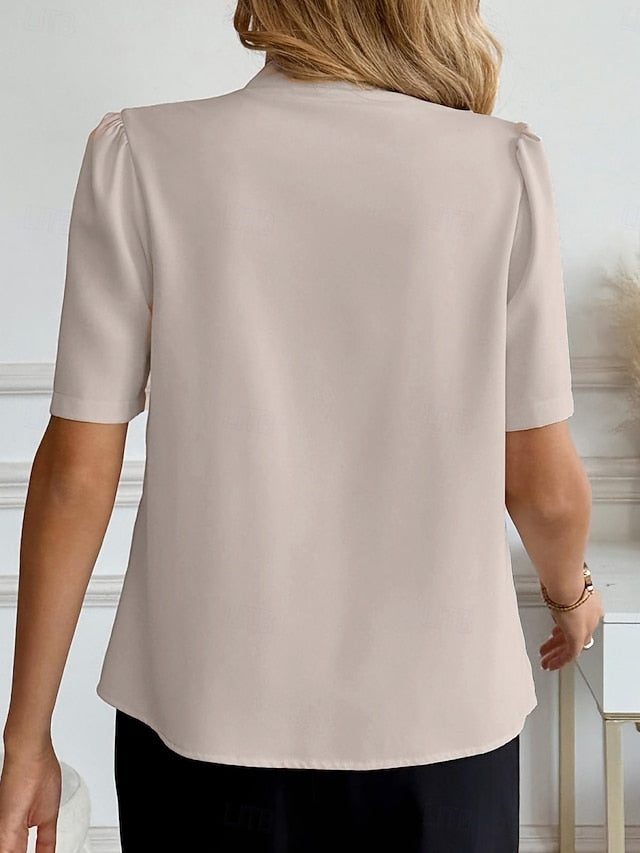 Women's Shirt Blouse Buttons Plain Active Stylish Short